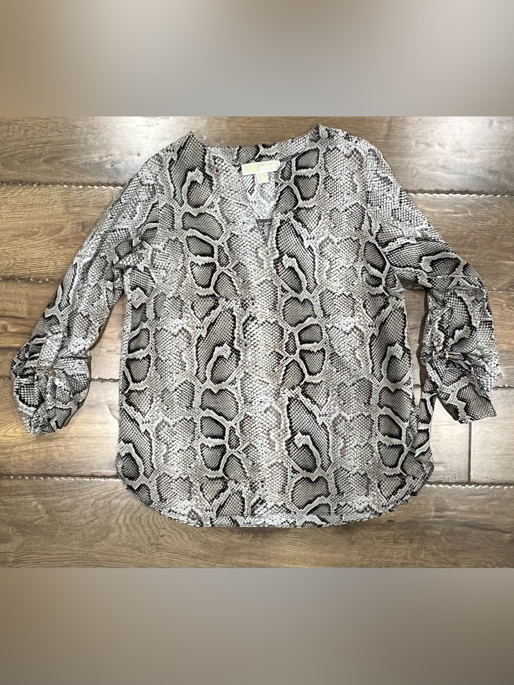 Michael Kors Snake-Print V-Neck Tunic in Black & White Small